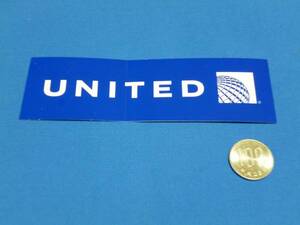 UNITEDユナイテッド航空ロゴステッカー青13.5×4cm(スターアライアンス/NWAノースウェスト航空/コンチネンタル/シール/エアライングッズ)