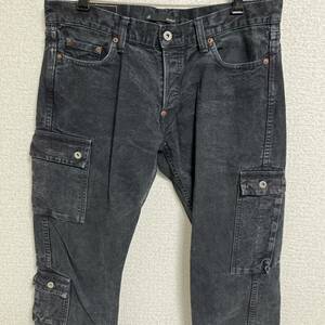 日本製johnbullLLジョンブル カーゴパンツ マルチポケットデニムパンツ ブラックジーンズ