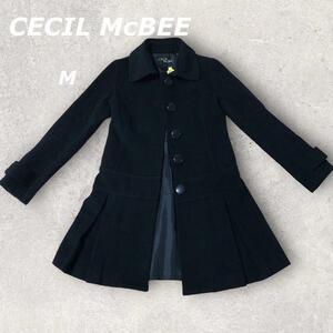 CECIL McBEE セシルマクビー ウール　コート 黒 プリーツ　おしゃれ