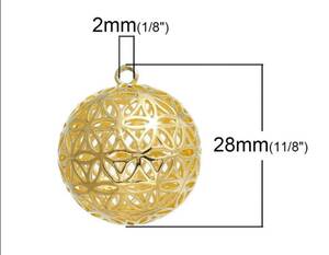 ※Flower Of Life Charms Pendants Round gold color ペンダント チャーム フラワー・オブ・ライフ ゴールド色 約25mm（１インチ）※ g