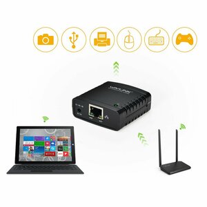 【美品】Wavlink ワットUSB2.0ネットワークLPRプリントサーバーのプリンタ共有ハブパームサイズ