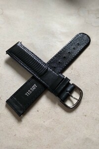 ティソ TISSOT 純正ベルト 18-18mm 黒 純正SS美錠付き チソット バネ棒つき デッドストック