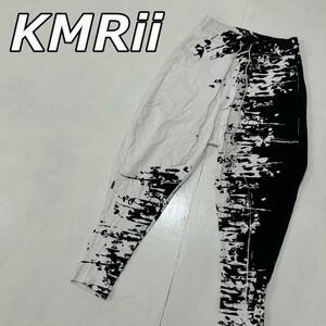 【KMRii】ケムリ BKACK INFUSION ブラックインフュージョン ムラ染め ワイドテーパード スウェットパンツ 白 黒 ホワイト ブラック