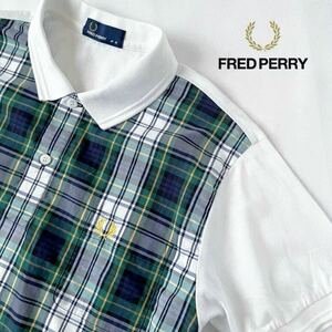 フレッドペリー FRED PEARLY ポロシャツ JP M 身長 175〜185 半袖 シャツ タータン チェック 切替 鹿の子 ポロ F1574 チェック柄