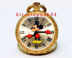 超美品　●　レア　●　ELGIN　●　ミッキーマウス手巻き　ペンダント最高級１７石仕様時計　●　卓上兼用