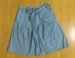 Gap ギャップ フレアースカート サイズXS ブルー系 リボン紐付 送料185円 