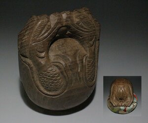 時代市場■水琴窟の音■本桑木魚3.5寸 布団付■仏具・仏像・仏教美術