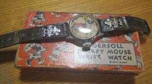 Ingersoll Mickey Mouse Watch インガソル ミッキーマウス 1930年代 機械式手巻き 元気に稼働、オリジナルバンド 箱と保証書付き
