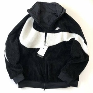 ■新品■NIKE ナイキ ビッグスウッシュ フルジップ ボア ジャケット BQ6546-011 黒白 2XL