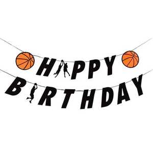 誕生日 飾り パスケットボール HAPPY BIRTHDAY ガーランド（紐付き）