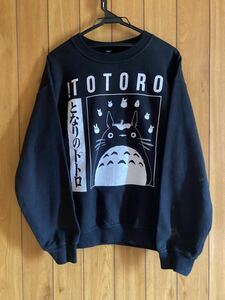 希少 となりのトトロ ヴィンテージ MY NEIGHBOR TOTORO スウェット トレーナー 黒 ジブリ M 逆輸入 ラバープリント