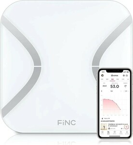 【美品】FiNC SmartScale (スマホ連動 体組成計 自動記録 Bluetooth)【薄型 高性能体重計 体重/BMI/内臓脂肪/体脂肪/体年齢　no.393