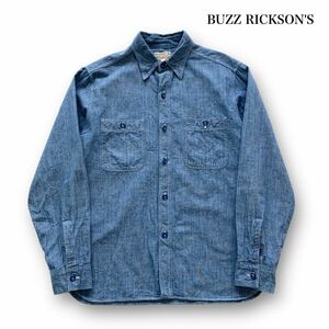 【BUZZ RICKSONS】バズリクソンズ 長袖シャツ シャンブレーワークシャツ ボタンダウンシャツ ケアプリント ヴィンテージレプリカ (15)