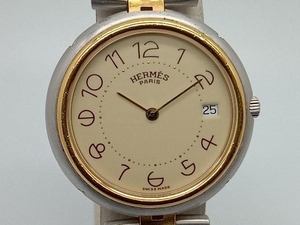 HERMES プロフィール 腕時計 ベルト約20.5cm シルバー×ゴールド 2針 日付 エルメス