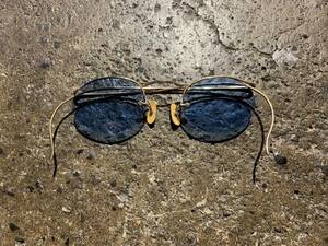 American Optical 30s 40s 1/10 12K GF 彫金 カラーサングラス オーバル アメリカンオプティカル メガネ vintage