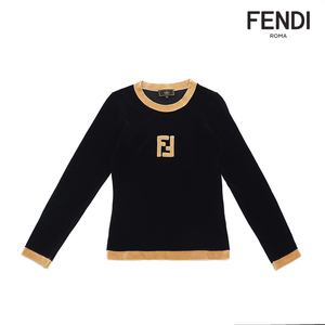 フェンディ FENDI 長袖Ｔシャツ サイズ38 1990年 コットン ブラック×ベージュ