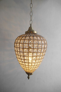 アンティーク調　フランス　ガラス装飾　1灯シャンデリア　D [pc-581]　ライト　ランプ