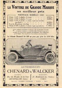 ◆1912年の自動車広告　Chenard & Waclker