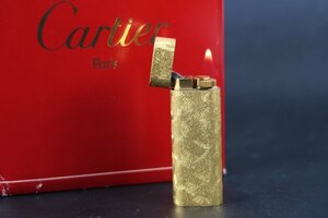 【美品】Cartier カルティエ ゴールド 高級ガスライター 喫煙具 ブランド小物 着火確認済み【QL1】