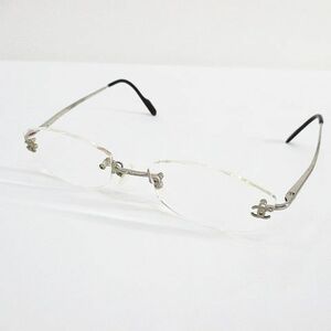シャネル CHANEL 眼鏡 メガネ 老眼鏡 ツーポイント リムレス シルバー系 ココマーク CCマーク アイウェア 服飾小物 レディース