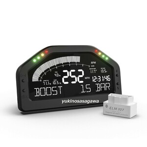 OBD2 Bluetooth フルカラー レーシングメーター RPM ブースト計 メーター タコメーター 水温計 無線 シガーソケット レース defi デジタル