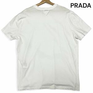 美麗品◎3XLサイズ!!プラダ【希少な超ビッグサイズ】PRADA 三角プレート Tシャツ 半袖 ホワイト コットン100% 美シルエット 春夏◎メンズ