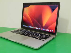 感動品 　　Macbook Pro（Retina -2013)13インチ　A1502 メモリ ４GB SSD１２８GB MacOS Sonoma14.４.１