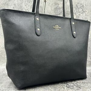 美品　コーチ COACH シティ トートバッグ　本革　レザー A4 PC収納 ビジネス ブラック 黒 ゴールド　金具 メンズ 肩掛け 通勤 ロゴ 