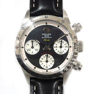 【栄】プロレックス ディーノ レーシングラフ ブラック SS カーフ 自動巻き メンズ 腕時計