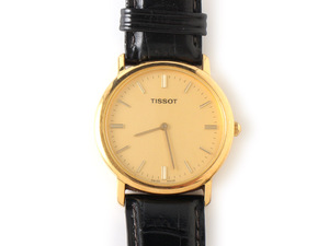 E17002 TISSOT ティソ 腕時計 ゴールド×ブラック 黒 アナログ 2針 BAMBI ベルト SWISS MADE 