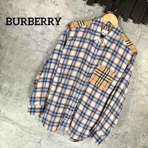 『BURBERRY』バーバリー (M) 切り替え ノバチェックシャツ