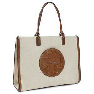 トリーバーチ TORY BURCH ELLA CANVAS TOTE トートバッグ 87355　928　ELLA CANVAS TOTE　大容量 NATURAL-CLASSIC CUOI ベージュ系