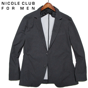 美品 【ニコル】 春夏　ドライジャケット　衿ワイヤー　袖口裏迷彩　ブラック系　サイズ50　(XL)　NICOLE CLUB FOR MEN