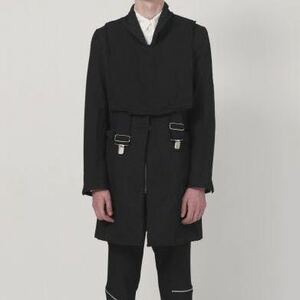 ■19ss 日本製 BLACK COMME des GARCONS■サスペンダー ベスト■sizeS ブラック 黒■コムデギャルソン ポリエステル ウール 切りっぱなし