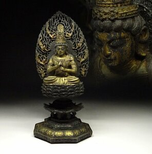 緑屋f■ 仏教美術　銅製　大日如来坐像 仏像　高約26cm　i9/4-6127/24-4#80