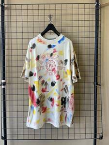 美品【Palm Angels/パームエンジェルス】T-Shirt with Paint College Print MADE IN ITALY sizeM カレッジプリント ペイント Tシャツ TEE