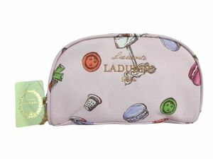 新品未使用 正規品 スクレ・ラデュレ LADUREE チャーム・クチュール マカロン柄 ポーチ 化粧ポーチ ピンク ゴールドチャーム付き タグ付き