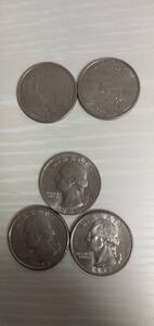 【送料無料】アメリカ　50州25セント硬貨2枚＋25セント硬貨3枚 メイン州・ノースキャロライナ州　State Quarters