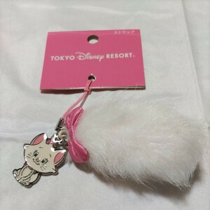 ストラップ　ディズニーリゾート　マリーちゃん　白猫　新品　ピンク　キーホルダー