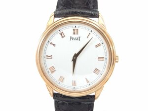 【箱・ギャラ】PIAGET ピアジェ グベナー 手巻 90968 750PG メンズ 腕時計 K18金無垢 革ベルト 白文字盤