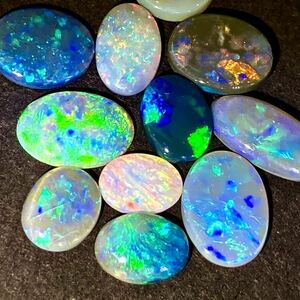 遊色効果抜群!!●天然ブラックオパール11点おまとめ●a 12ct ルース 裸石 宝石 ジュエリー jewelry opal 遊色 water fire white black 