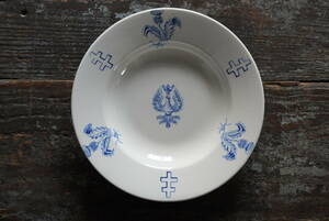 古いロレーヌ紋様のスープ皿 / 1900年前後・France / アンティーク 古道具 民陶 F