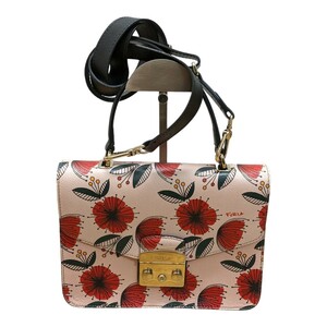 FURLA フルラ メトロポリス 花柄 ハンドバッグ ショルダーバッグ 2way レザー レディース ピンク 赤