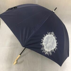 新品４６６　ジルスチュアートJILL STUART＊紺　ドット　ロゴレース刺繍　　遮光９９％遮蔽率９９％以上遮熱　晴雨兼用日傘雨傘 プチグラン