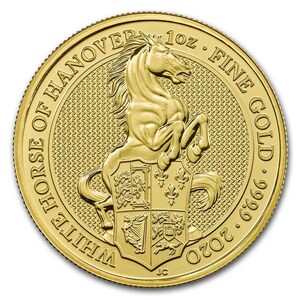 [保証書・カプセル付き] 2020年 (新品) イギリス「クィーンズ ビースト・ホワイトホース 白馬」純金 1オンス 金貨