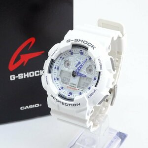 【1円】カシオ CASIO G-SHOCK ウォッチ 腕時計 GA-100A クォ－ツ SS ホワイト 白文字盤 アナデジ Gショック 箱付き 動作品