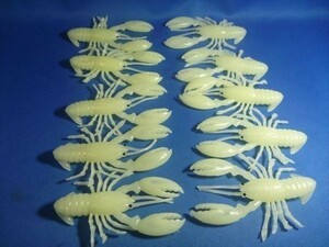 夜光、蓄光/白ザリガニ10個　9cm13g　根魚、ブラックバス、伊勢海老、蛸、タコ、真鯛、マダイ、自作デビルエイト、自作デビルクロー、３