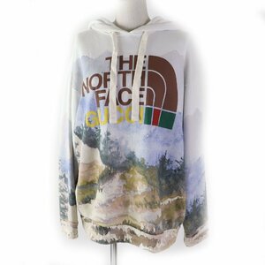 美品◎GUCCI グッチ ノースフェイス 22SS 672474 Trail Print sweatshirt トレイル プリント パーカー マルチ S 伊製 正規品 ユニセックス