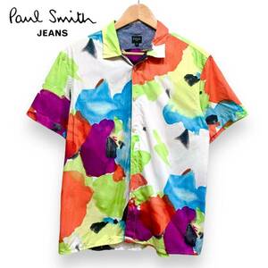 Paul Smith JEANS ポールスミス 水彩画デザイン マルチカラー オープンカラー シャツ