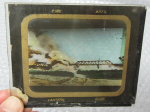 古い写真/ガラス 写真/ガラス板/スライド/鉄橋 爆破？ 爆発？/昭和 戦中戦後/レトロ 稀少 レア